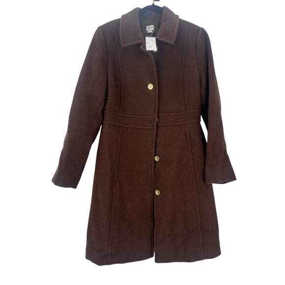 J. Crew Wool-Blend Lined Lady Day Coat Long Sleeve Brown Size 8 NWT - Picture 8 of 12
